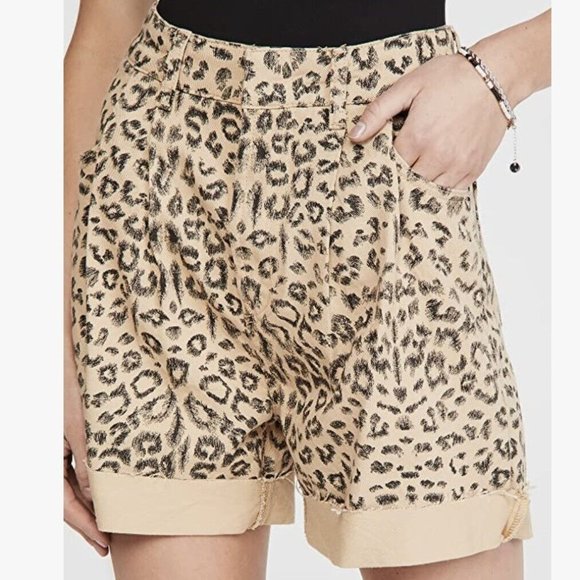 Free People Pants - NWT Free People Cheetah Print High Rise Mom Shorts Size 27